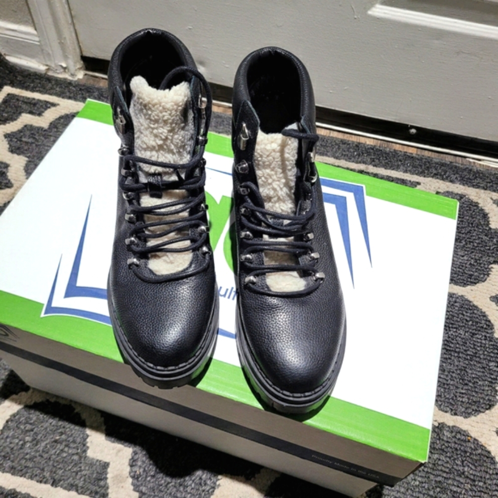 Black and Cream Lace-Up Boots